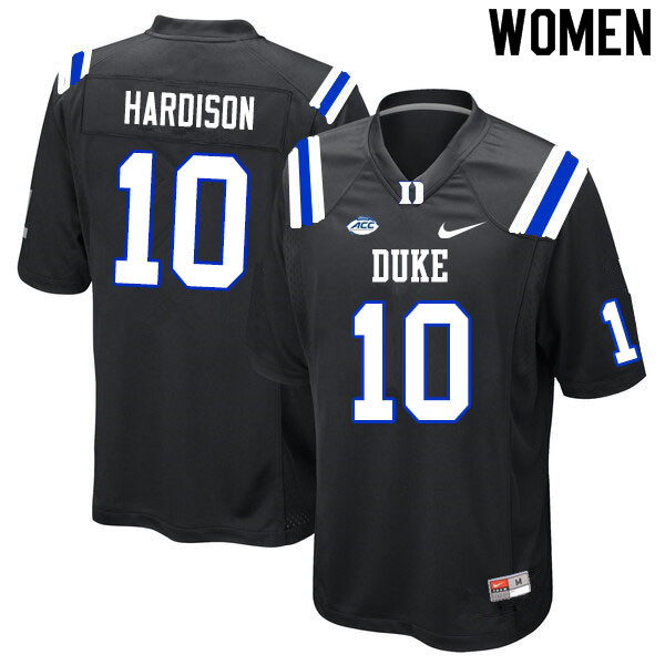 Women #10 Joe Hardison Duke Blue Devils College Football Jerseys Sale-Black